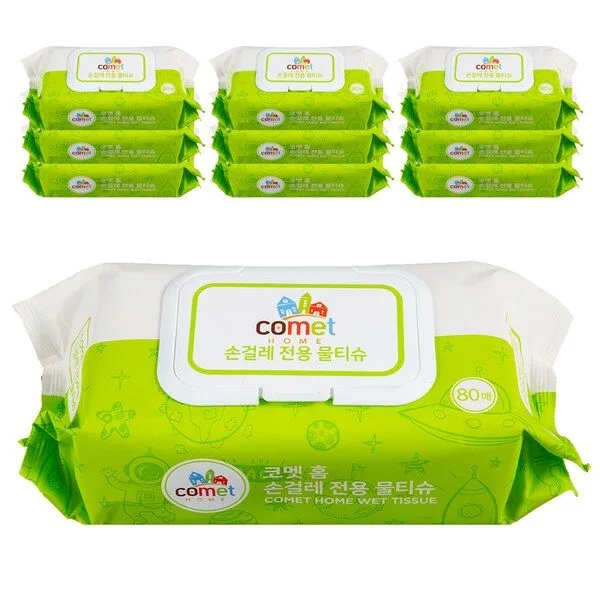 청소물티슈 특_가 1 코멧 홈 물티슈 손걸레 전용 물티슈 캡형, 80매, 10팩