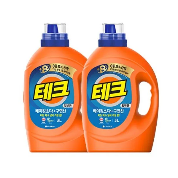 특가 제품 테크액체세제 추천 상품 6 1 테크 베이킹소다+구연산 액체세제 일반 용기 3L, 2개