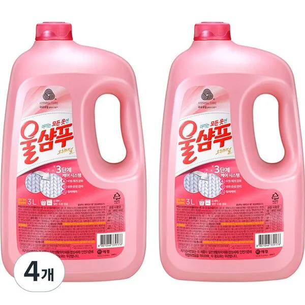 역대급세일 울샴푸 추천 상품 6 1 울샴푸 오리지널 중성세제 울세제 본품, 3L, 4개