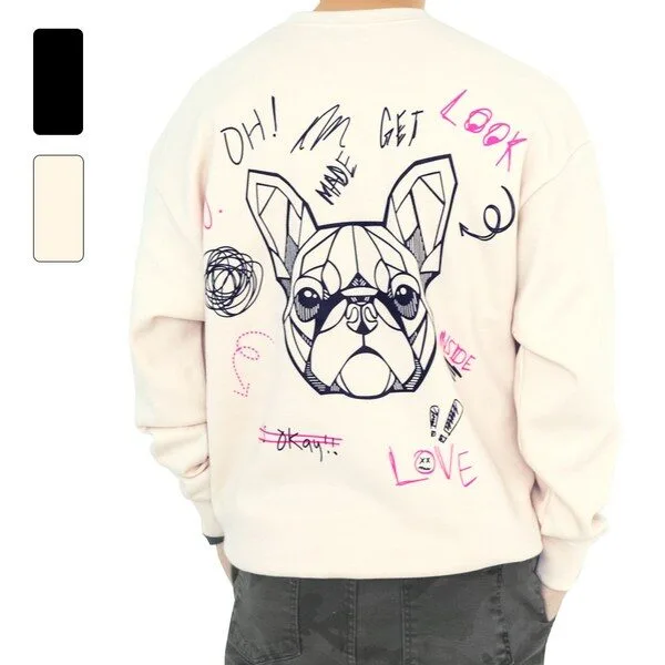 프렌치불독옷 완전대박 상품 1 남자 오버핏 프렌치불독 강아지 프린팅 맨투맨_RHT031