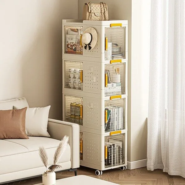  마치 홈쇼핑 플라스틱 서랍장 접이식 바퀴달린 수납정리함 65L, 크림화이트1단, 1개 