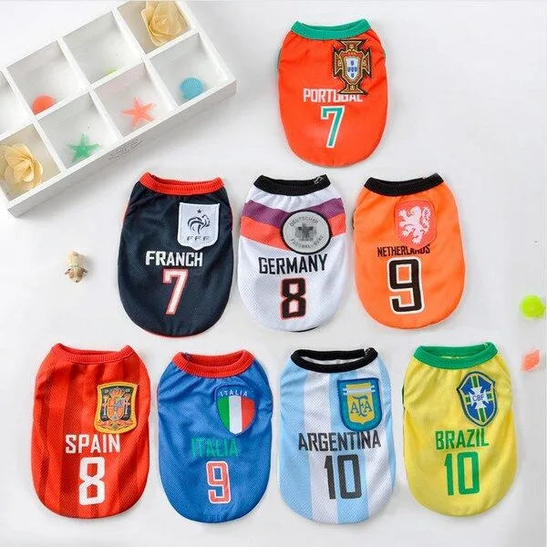 닥스훈트옷 인기상품 1 펫라이엇 1+1 강아지옷 고양이옷 축구 유니폼 나시 티셔츠 조끼 반려동물 애견의류 XS-XL, 세트25_스페인+네덜란드