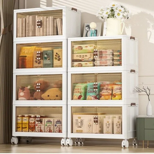  생활로켓단 이동식 폴딩 수납장 4단, 1개, 63L 