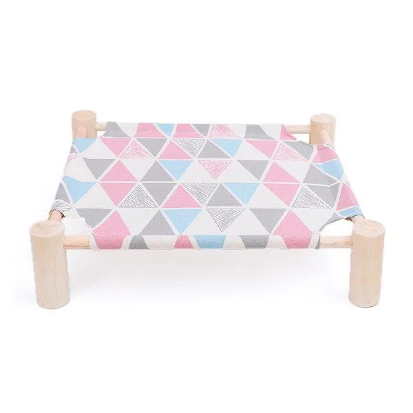 강아지 고양이 원목 이동식 해먹침대, 파스텔 트라이앵글