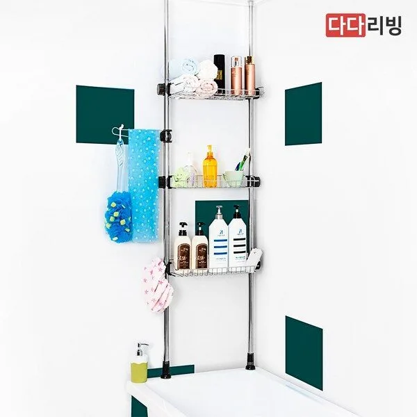 특가 제품 스텐레스욕실선반 10 1 다다리빙 기둥식 욕조위 선반 400 3단, 혼합 색상, 1개