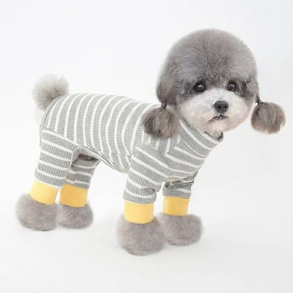 핫딜소식 안내! 강아지올인원내복 추천 10 1 할뭉 강아지 스트라이프 쫄쫄이 올인원, 그레이, 1개