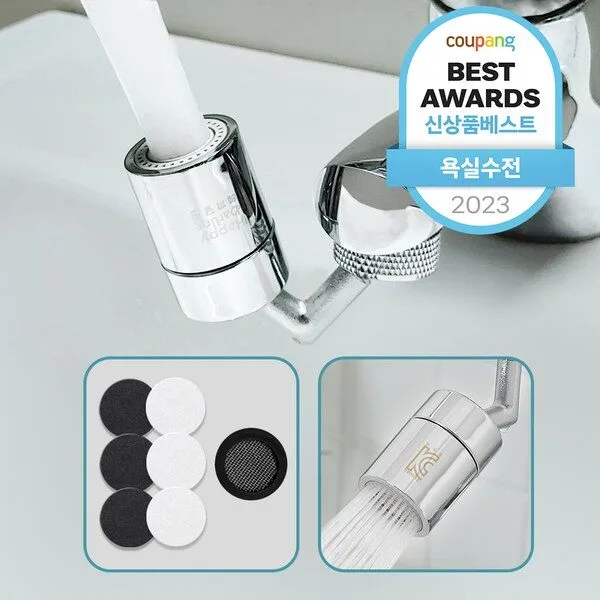 세면대워터탭 알뜰쇼핑 소식! 1 해피달링 720도 세면대 워터탭 수도꼭지 + 필터 3p 세트, 1세트