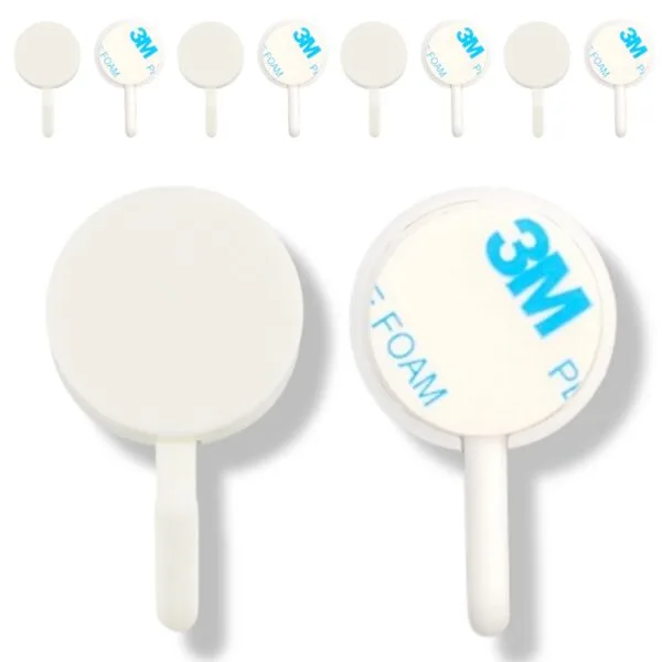 접착후크 역대급할인 1 엔딜라이트 마카롱 원형 숏 접착 후크, 화이트, 10개