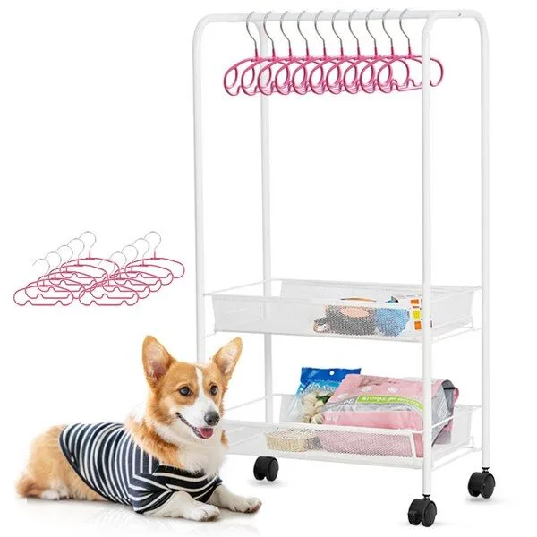 할인정보 강아지옷장 추천 랭킹 10 1 네이쳐리빙 토모 강아지 2단 선반 행거 + 옷걸이 S 10p + M 10p, 1세트