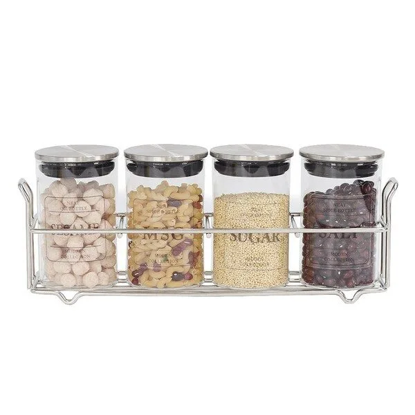 양념통세트 완전대박할인 1 NHB 유리 밀폐용기 240ml 4P세트(거치대포함), 1세트, 양념통 4p+거치대1p