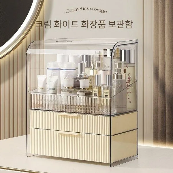 아크릴정리함 역대급특가 1 글로파이 대용량 아크릴 투명 화장품정리함 특대형 템바보드, 1개, 크림화이트