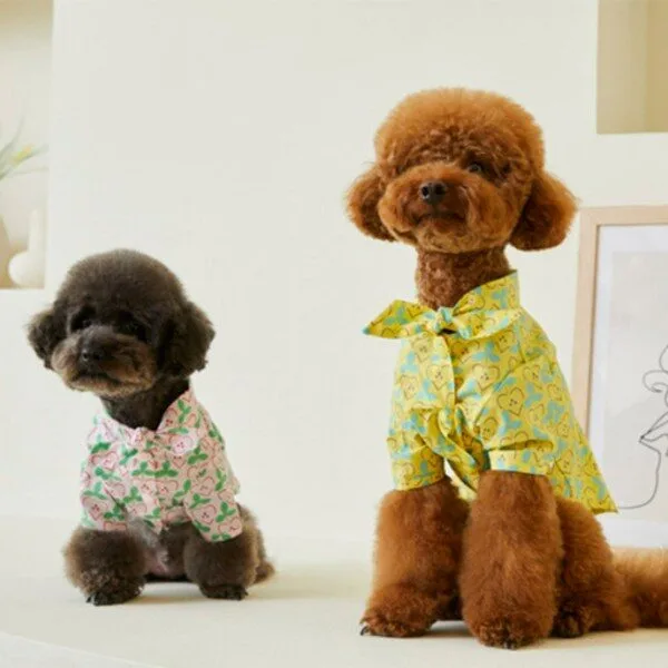 초대박할인 강아지명품옷 10 1 펫인올 강아지 마실 리본 셔츠, 옐로우