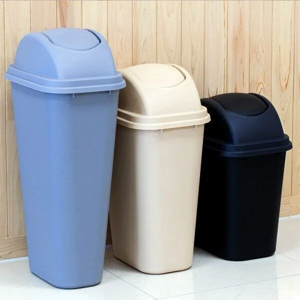 사무실쓰레기통 추천 바이굿즈 30리터 쓰레기통 카페 사무실 업소용 가정용 30L 휴지통, 검정(뚜껑포함), 1개