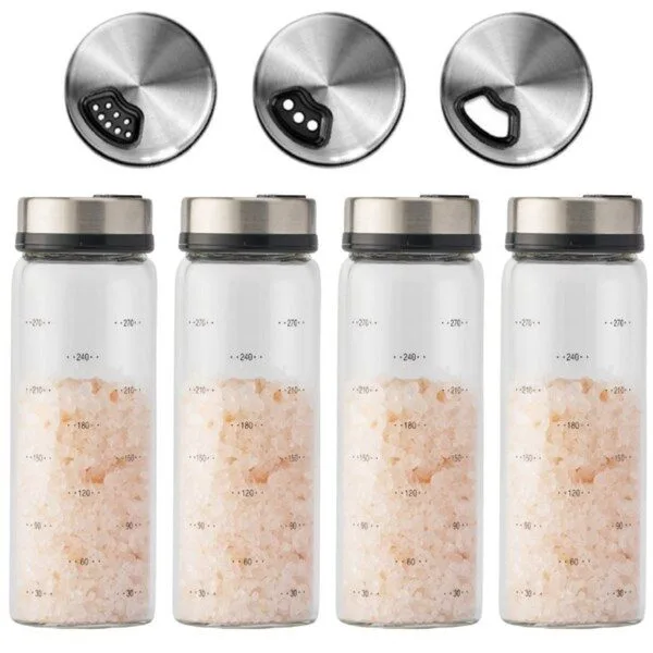 양념통세트 역대급상품 1 일상쏙 3구 유리 양념통 세트 밀폐 조미료통 양념병 소금통, 300ml, 4개