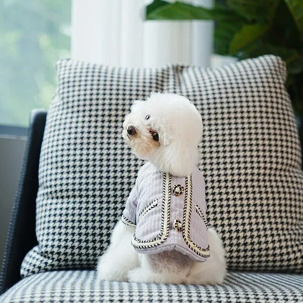 멍냥부띠크 럭셔리 강아지 명품옷 카멜리아 강아지 외출복 패딩, 퍼플, 1개